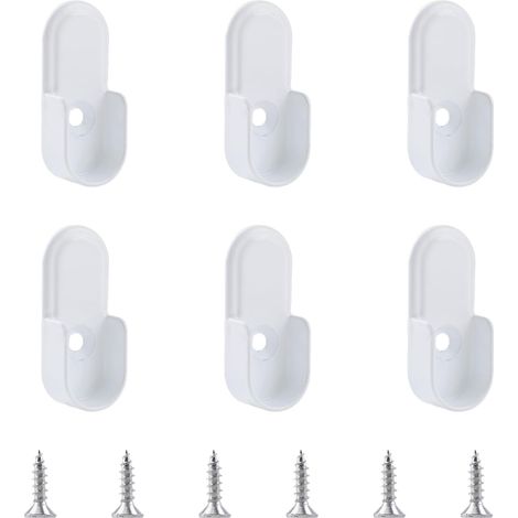 Lot de 6 supports de tringle de placard ovales en alliage de zinc - Support mural pour tringle à rideaux - Blanc (1/5)