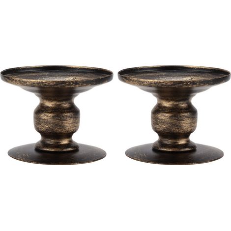 Candelabros de hierro, 2 piezas, estilo retro, sencillos, robustos, duraderos, con pedestal para bodas y fiestas. (1/5)