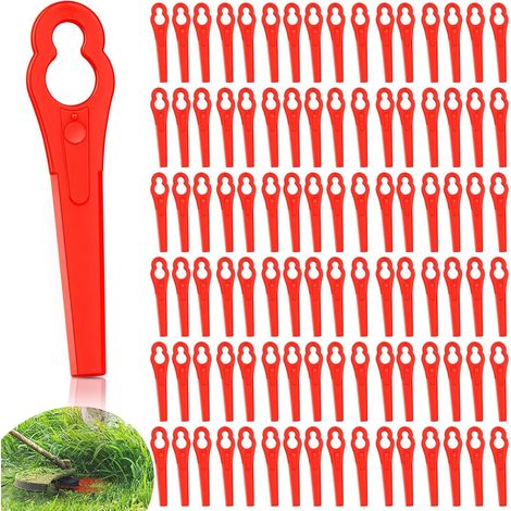 100pcs Lames de Rechange, Lames en Plastique de Rechange, Lame Coupe Bordure Tondeuse à Gazon, Lame Debrouissalleuses pour Jardin et Pelouse Coupe Bordures (1/5)