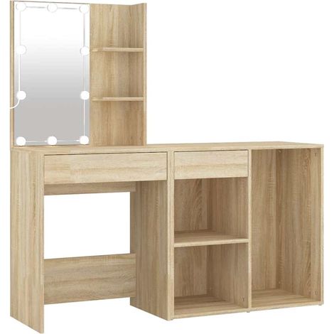 Maison Exclusive - Coiffeuse à LED avec armoire Chêne sonoma Bois d'ingénierie (1/5)