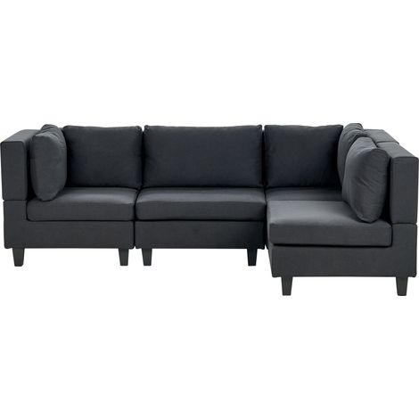 Modular Corner Sofa 4 Seater UNSTAD Fabric Black Left Hand (1/5)