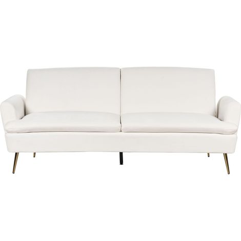 Schlafsofa 3-Sitzer VETTRE Samtstoff Cremeweiß