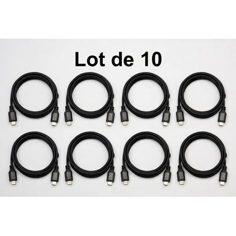 Lot de 10 cordons HDMI 1.3 mâle-mâle longueur 1500mm sortie droite standard TELEFUNKEN (1/3)