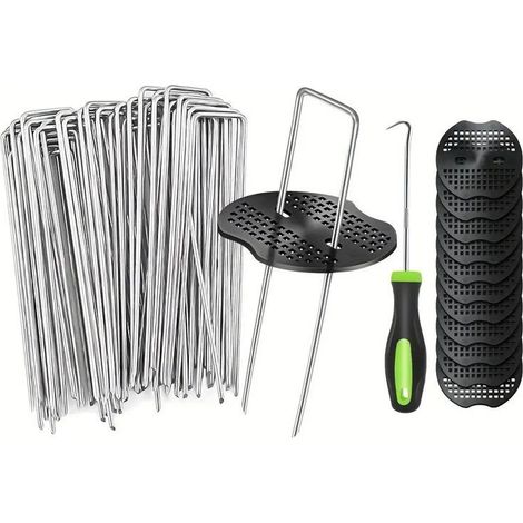 100Pcs 15cm Piquets de Jardin Robustes Ø 2.2mm avec 100Pcs de Joint avec 1 Crochet de Ramassage (1/5)