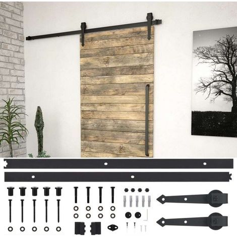 Kit de fixation pour porte coulissante 200 cm Acier Noir (1/4)