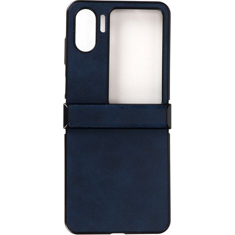 Étui pliable bicolore en cuir de vachette texturé pour OPPO Find N2 Flip (bleu) (1/5)