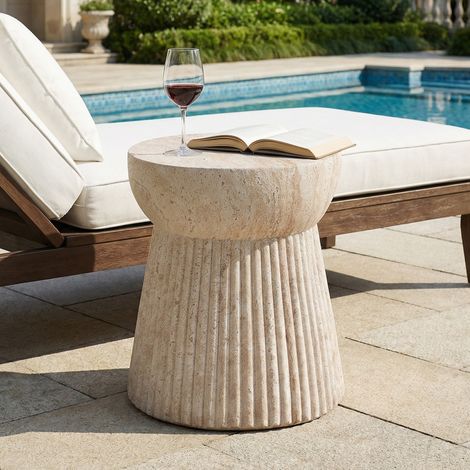 AS EASY Table d'appoint d'extérieur en MgO, légère et pratique, de style moderne, convenant à une utilisation intérieure et extérieure, y compris les jardins, les balcons, les piscines, etc., aspect t (1/5)