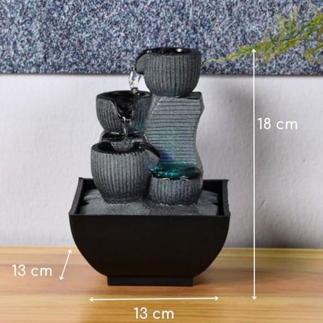 Fontaine d Intérieur Zen Kini avec LED Colorée 18 cm Cascade Relaxante pour Méditation Décoration Salon Bureau Moderne (1/5)