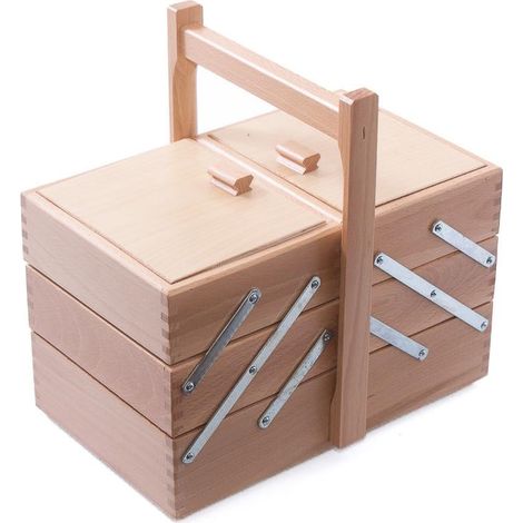 Portacucito in faggio naturale, 29x17x18/28 cm