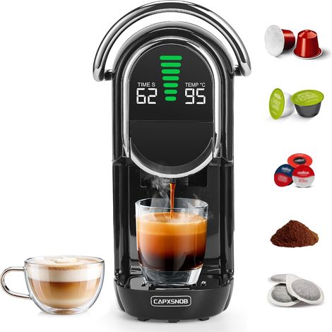 Machine à Café Capsules pour , Dolce Gusto, A Modo Mio, Dosettes ESE 44mm et Café Moulu, Température et Taille Tasse Réglable, 20Bar, Cafetière Chaud ou Froid (1/5)