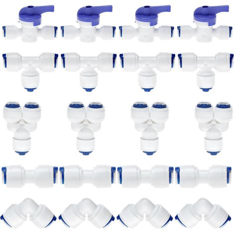 20pcs Water Inlet Line Fitting, 1/4" Water Inlet Line Filter Fitting, Type T+Y+I+L Type Water Filter Fitting (1/5)