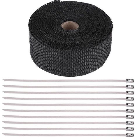 Ruban isolant thermique noir haute température de 4,88 m (16 pi) pour tuyau d'échappement de voiture et moto (1/4)