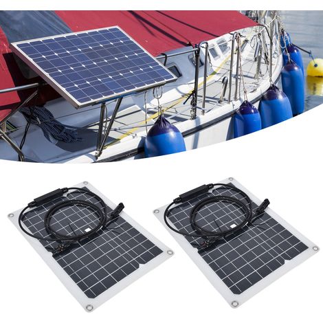 Kit di pannelli solari - 2 pannelli solari monocristallini portatili da 15 W per uso esterno, barca, roulotte, camper (1/4)