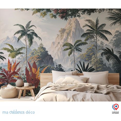 Papier peint : Fresque tropicale colorée 4 - Intissé - 200 cm - 280 cm (1/5)