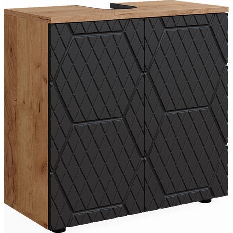 Waschbeckenunterschrank Irma, Anthrazit gestreift, 60 x 59 cm, Vicco