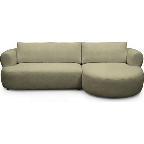 ELLY - Canapé d'angle tissu chenille 4 places Vert Gauche (1/5)