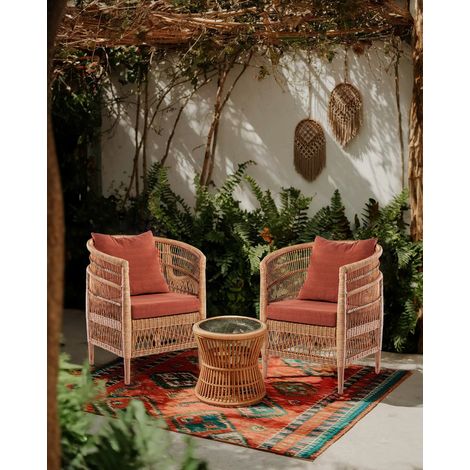 Lusso - Fauteuil de jardin en rotin, coussin amovible