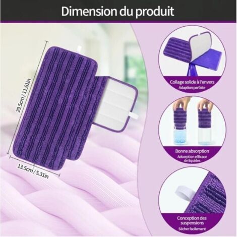 NALOOKAMIC 4 Packs Lingettes Reutilisable pour Swiffer WetJet ,Mop Pads Microfibres,Tampons Vadrouille Microfibre Mop Remplacement Tampon Vadrouille (1/3)