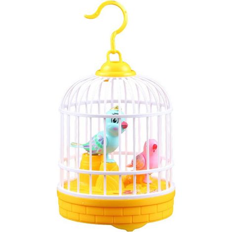 1 Cage à oiseaux chantante, activation sonore inductive, mouvements réalistes tête bec ailes queue, jouet éducatif pour enfants (1/5)