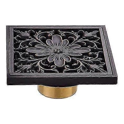 Accessoire pour lavabo 1010cm Tout cuivre Noir Bonde de sol de salle de bain Invisible Bonde de sol Anti-odeurs Couvercle de bonde de sol Motif vintage Scrollsqy (1/5)