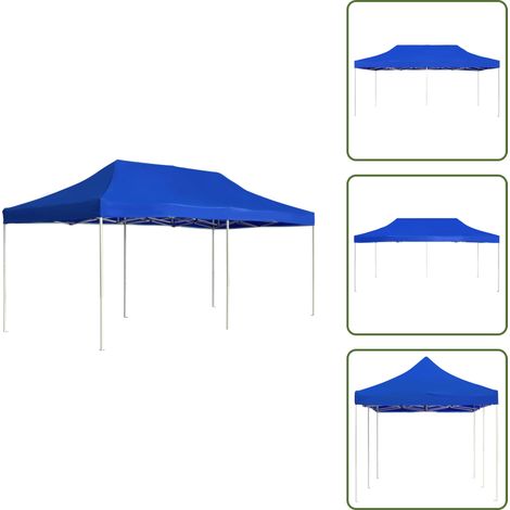 Tente de réception pliable Aluminium 6 x 3 m Bleu - Tents De Réception - Tente Extérieure - Abri Solaire - Abri Jardin - Événement En Plein Air (1/5)