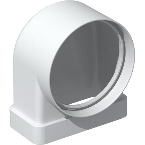 Unelvent – Coude PVC rigide plat rectangulaire 55 x 110 mm vers rond 100 mm – Conduit pour espaces restreints – Raccord VMC