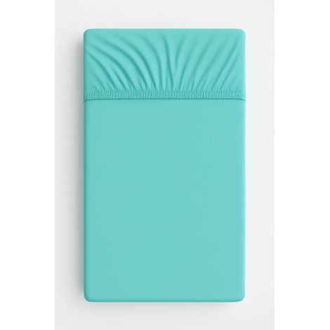 Sábana bajera ajustable de algodón jersey para cuna de 120x60 cm - menta (1/4)