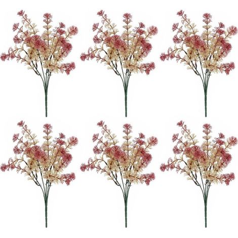 (6 pièces, brun-rouge, hauteur du produit : 32,5 cm) Plante artificielle Bouddha verte à 5 tiges [6 tiges par paquet] (1/2)