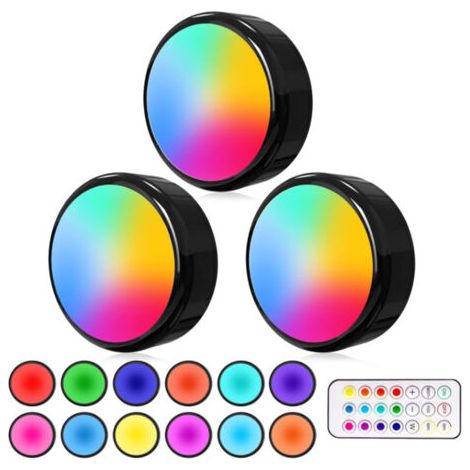 Veilleuse dirigélampe de ramassagetélécommande sans fil 13couleur RVBProjecteur à piles pour armoire de chambre-noir 1Une télécommande 3Une lampe (1/5)