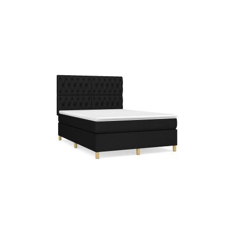 Sommier à lattes de lit avec matelas Noir 140x190 Tissu (1/5)