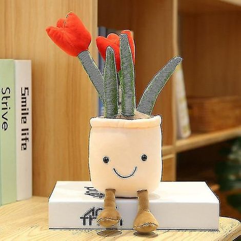 Tulipe rouge artificielle en peluche de 30 cm, plante décorative à remplir pour la chambre (1/5)