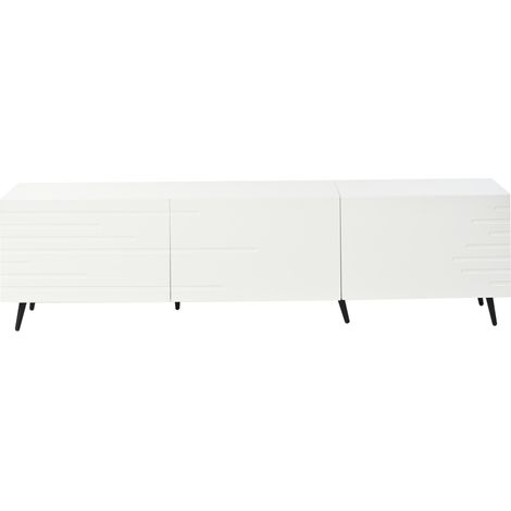 Mueble TV blanco 180 x 40 x 48 cm con 3 puertas abatibles MDF HOMVRA (1/5)