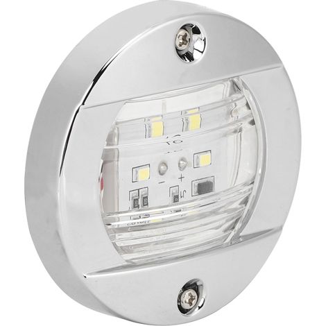 Vier verchromte, wasserdichte Seitenleuchten, geeignet für Yachten, Schiffe, LKWs, Anhänger, Trennleuchten, Blinker, 12V galvanisierte LED-Navigationsanzeigen, weißes Licht. (1/4)