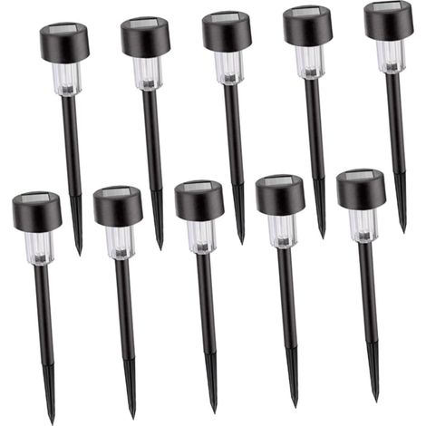 10pièces Lot De Lampes Torches Solaires à Piquet Pour Éclairage Extérieur (1/5)
