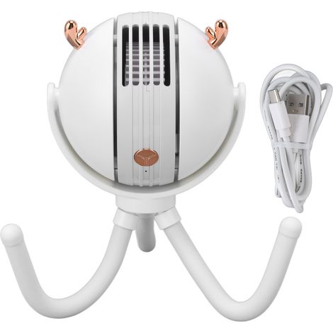 Ventilateur réchargeable USB pour poussette bébé, sans pale en forme de poulpe, 3 vitesses, blanc (1/5)