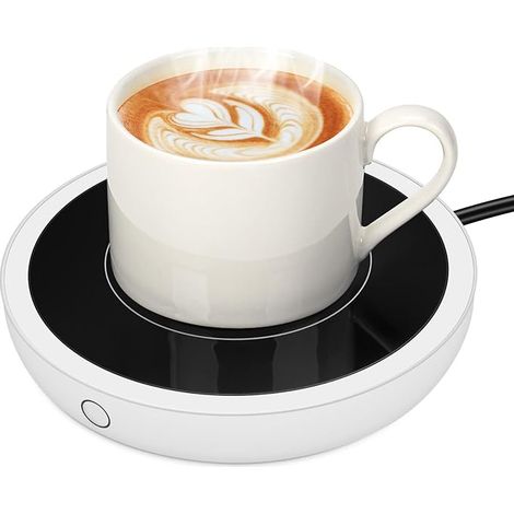 Scalda tazze/scalda bevande con piastra elettrica, fino a 80°C, per uso in ufficio, scalda tazze da caffè con 3 impostazioni di temperatura per riscaldare caffè, tè e cioccolata calda (bianco)