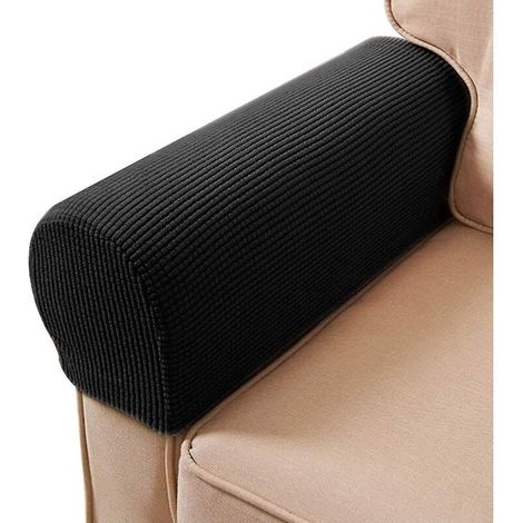 Housses de fauteuil extensibles antidérapantes en spandex pour protéger vos meubles, lot de 2 (noir) (1/5)