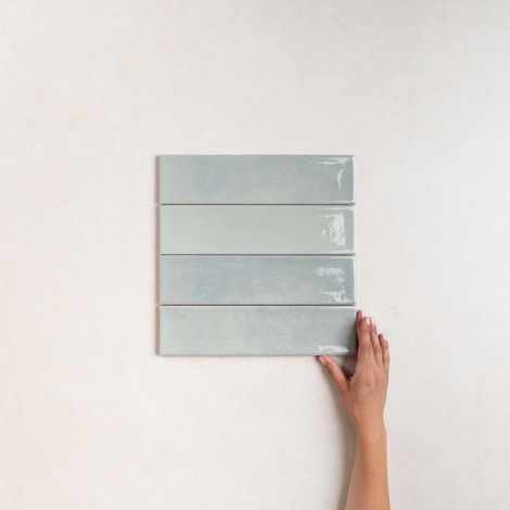 Carrelage Effet Zellige Bleu Clair NARA Glass Gloss 7,5x30cm (1/4)