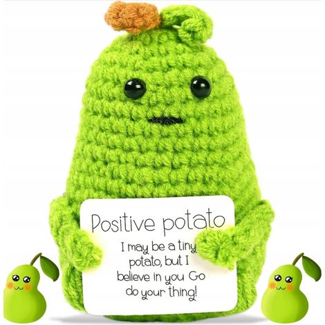 Peluche de pera, 8,5 cm, con la inscripción motivacional Positive Potato