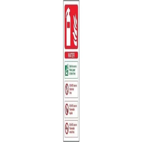 Panneau extincteur, l'eau d'identité, autocollant, Portrait, 75 mm x 200 mm, vert/rouge (1/3)