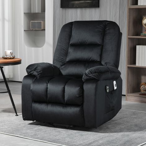 Elektrischer Aufstehsessel, Relaxsessel mit 8 Vibrationsmassagepunkten, 85 x 94 x 107 cm, schwarz