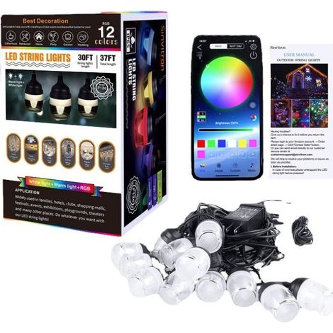 Dekorative LED-Lichterkette für den Innen- und Außenbereich, 11,6 m lang, mit 2 Fernbedienungen, RGB-Farben, 16 Modi, IP65 wasserdicht, für Balkon oder Garten (1/5)