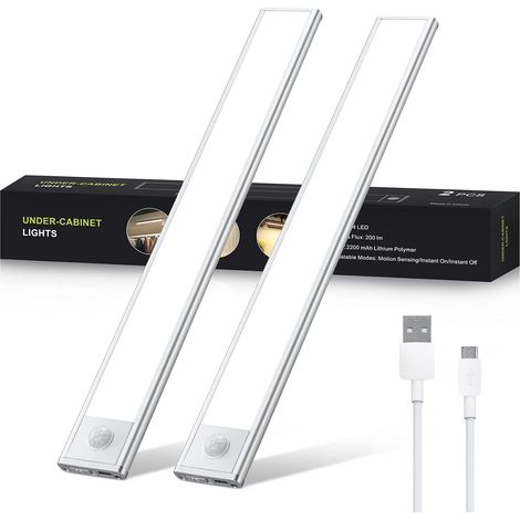 Luce LED sottopensile, striscia LED ricaricabile da 30 cm, illuminazione da cucina con sensore di movimento, illuminazione per mobili, striscia luminosa per mobili, illuminazione per cucina, armadio,  (1/5)