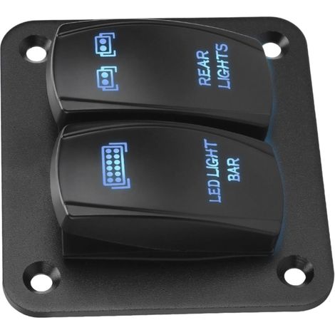 12 interrupteurs à bascule 24 V Panneau de commande pour bateau, yacht, caravanes à bascule 2/3 voies avec panneau à bascule rétroéclairé pour véhicule marin tout-terrain étanche Construction ABS (1/5)