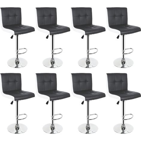 8er Set Barhocker Küchenhocker Tresenstuhl Sitzhocker Esszimmerstuhl Schwarz+Weiß (1/5)