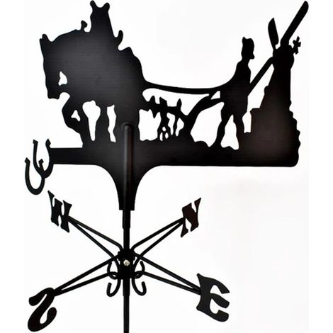 Traditional Weathervane Ploughing Horse - Steel - L39 x W45 x H80 cm - Black