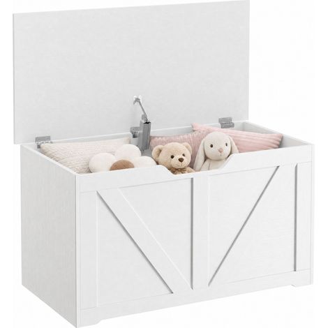 HOMCOM Storage Trunk for Living Room, with Safety Hinge, 80cm, White (1/5)