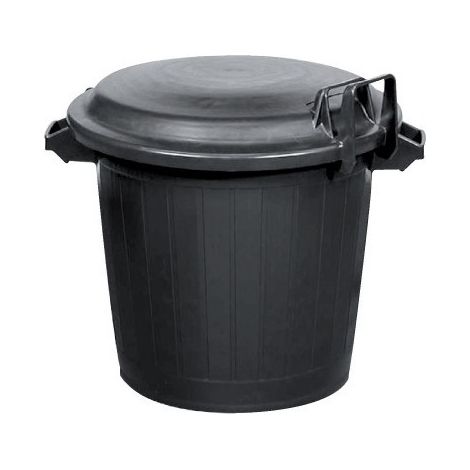 Bote de basura reforzado para edificio de 75 L con tapa con cerradura negro