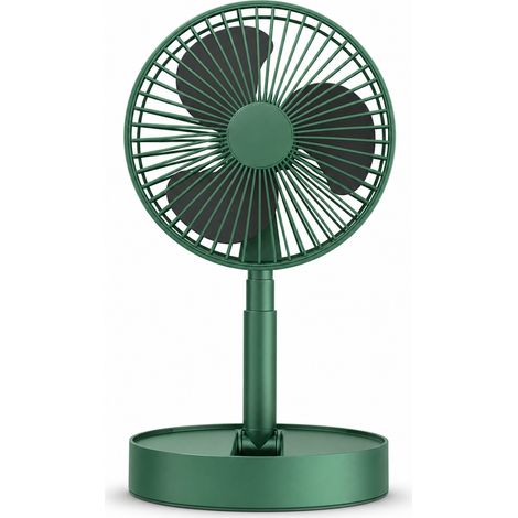 Portable foldable and telescopic USB fan 3 speeds green