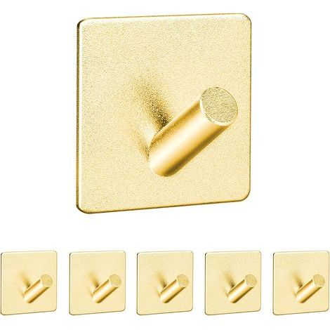 Filiyano-Crochets muraux autocollants, lot de 6, porte-serviettes 3M pour salle de bain et cuisine, étanches, sans perçage, en alliage d'aluminium (1/5)